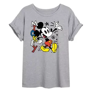 Микки Маус поповерная оверсайз футболка с принтом для подростков Disney, серый