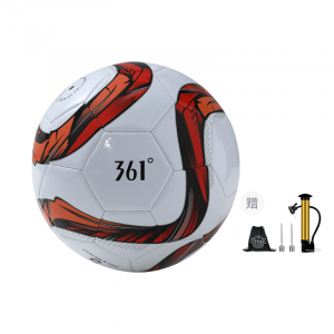 361° Футбольный мяч размер 5, PVC, машинная строчка, unisex, красный и белый