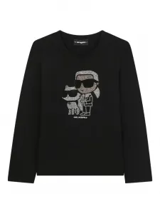 Топ Ikon с длинными рукавами и стразами KARL LAGERFELD KIDS, черный