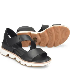 Сандалии Mandi SF0099301, черные, кожаные, с волнистым краем и ремешками, модель HAWK228 Sofft