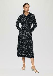 Платье-рубашка GEMUSTERTES AUS MIT BINDEBAND s.Oliver BLACK LABEL, темно-синий