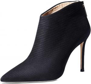 Женские осенние короткие ботинки XYD для офиса, тонкий высокий каблук, низкая подошва, задняя молния, модель для платья, повседневная рабочая обувь, туфли на шпильке с заостренным носком, Black