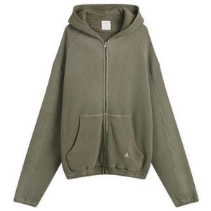 Толстовка с капюшоном на молнии с вафельным принтом и выцветшим на солнце принтом пчелы Roa, оливковый