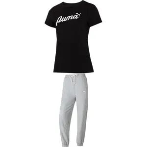 PUMA Повседневный костюм для женщин Black T Shirt+Gray Pants