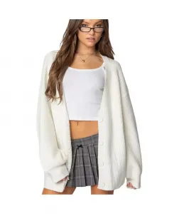 Женский кардиган Mathilde с V-образным вырезом оверсайз Edikted, коричневый/бежевый