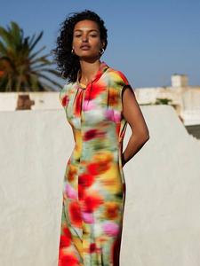 Фотографическое платье миди с цветочным принтом Whistles, Multicolour