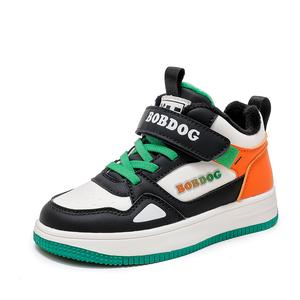 Амортизирующие устойчивые к истиранию легкие водонепроницаемые нескользящие кроссовки для скейтбординга kids' BOBDOG, HEB-121 черный зеленый[High-Top Velvet]