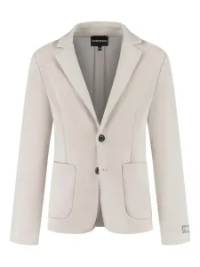 Двубортный пиджак с накладными карманами Emporio Armani Kids, белый