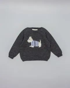 Вязаный детский джемпер с собакой Fina Ejerique, серый