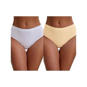 2 пачки женских хлопковых трусиков с высокой талией и яркой отделкой, эластичный пояс, дышащее классическое белье Inspire Chic, White Beige
