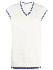 Топ без рукавов с отделкой в полоску Alexander Wang, белый