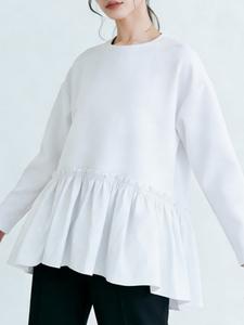 Топ с расклешенным низом из различных материалов. Женские топы Doux Belle, цвет White