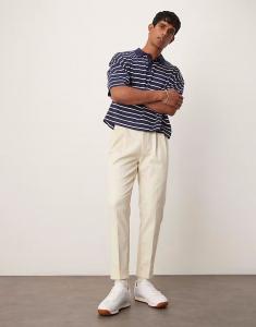 Элегантные зауженные брюки ASOS DESIGN бежевого цвета с открытыми пуговицами