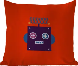 Подушка для улицы Робот (красный) Лицо Фигуры Мальчики Дети (45 x 45 см) - водонепроницаемая - подушка для отдыха - фотоподушка - декоративная подушка MuchoWow