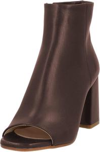 Женские стильные ботильоны FOWT с открытым носком, массивным высоким каблуком, удобной молнией, повседневные короткие ботинки, размеры 4-16 US, Saddle Brown