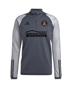 Мужская серая тренировочная футболка Atlanta United FC 2023 AEROREADY с молнией на четверть adidas, серый