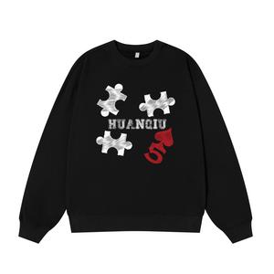 Свитшот с круглым вырезом Unisex HUANQIU, черный (fleece-lined)