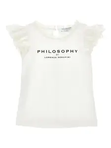 Футболка с оборками Philosophy Di Lorenzo Serafini Kids, белый
