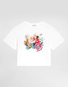 Футболка из джерси с короткими рукавами и цветочным принтом Dolce&Gabbana, белый