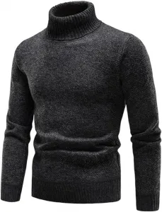 Зимний флисовый свитер с высоким воротником, утепленный пуловер Slim Fit для мужчин