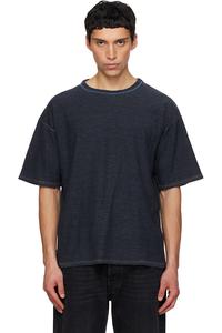 Maison Margiela Футболка темно-синего цвета с открытым швом