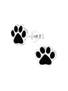 Alexander York Серьги-гвоздики PAW I черного цвета из серебра 925 пробы, комплект из 2 штук