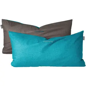 Наволочки Doubleface из мягкого хлопка с благородным меланжевым эффектом в реверсивном дизайне Made in Green Schiesser, Türkis-Dunkelgrau