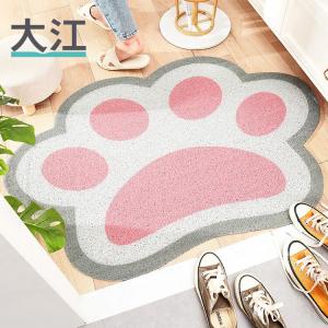 Dajiang Ковер 45х75 см из силиконовой петли с рисунком кошачьей лапки, для входной двери, розово-белый