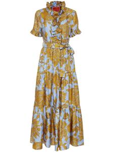 La DoubleJ платье с цветочным принтом и оборками, желтый