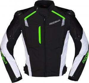 Текстильная мотоциклетная куртка Modeka lineos, Black/White/Green