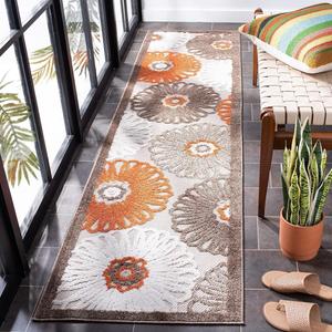 Ковер-дорожка SAFAVIEH, 67 x 275 см, Cabana Collection, Beige & Orange, без ворса и простой в уходе, идеален для помещений с высокой проходимостью: гостиная, спальня, столовая, кухня (CBN676C)