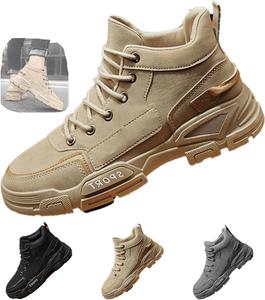 Мужские стильные тактические высокие ботинки на шнуровке, дышащие, удобные, с противоскользящей подошвой и утепленной меховой подкладкой для прогулок на свежем воздухе, походов, альпинизма, осени и зимы Generic, хаки