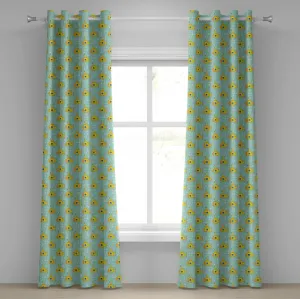 Штора на люверсах ABAKUHAUS Желтая подводная лодка с изображением морского пейзажа и пузырьков воздуха, декоративная двухпанельная штора, 280 см x 225 см, цвет Морская пена и Земля Abakuhaus