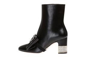 Ботильоны женские Gucci с жемчугом на каблуке, черный