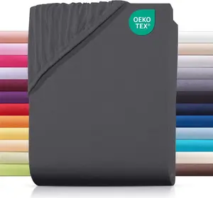 Простыня на резинке джерси 200х200 см из 100% хлопка, однотонная, антрацитового цвета Carpe Sonno