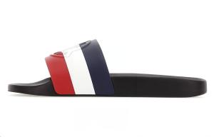 Полосатые слайдеры с тисненым логотипом Moncler, черный