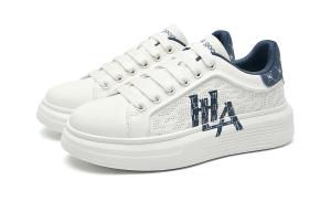 Мужские низкие скейтбордистские кроссовки, увеличивающие рост HLA, белый синий[breathable]