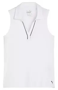 Поло для гольфа без рукавов CLOUDSPUN с окантовкой для девочек PUMA, цвет White Glow