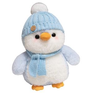 Милые плюшевые куклы пингвины в шапке и шарфе с улыбкой для исцеления, высота 30 см MLING, синий