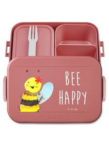 Mr. & Mrs. Panda Бентобокс MEPAL с дизайном Happy Bee и надписью пастельно-красного цвета