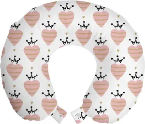 Подушка для шеи ABAKUHAUS ко Дню святого Валентина, с коронованными сердцами, дорожный аксессуар из пеноматериала для самолета и автомобиля, 30 x 30 см, антрацитово-серый Abakuhaus