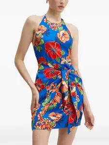 Платье мини с цветочным принтом Guess Usa, синий