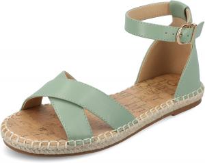 Женские плоские эспадрильи Journee с переплетенными ремешками, открытым круглым носком, с пряжкой на щиколотке и платформой - модель Lyddia Journee Collection, зеленый