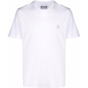 Футболка с коротким рукавом и блестящим логотипом Golden Goose, белая