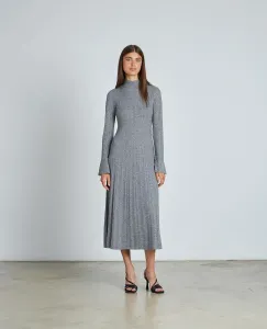 Приталенное миди-платье с камнями и длинной пышной юбкой Alma en Pena, серый