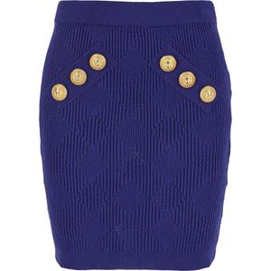 Мини-юбка на пуговицах с застёжкой BALMAIN, синяя
