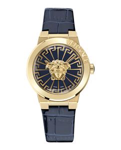Часы Medusa Infinite из кожи Versace, цвет blue/ip yellow gold/blue