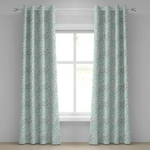 Шторы-люверсы ABAKUHAUS Листья, узор с ветвями листьев, тема природы Лиственный лес, декоративные двухпанельные шторы, 280 см x 225 см, цвет: шалфейно-бирюзовый Abakuhaus