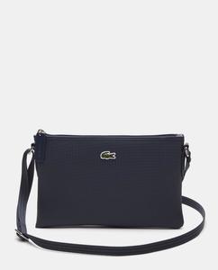 Средняя плоская синяя сумка через плечо на молнии Lacoste, синий