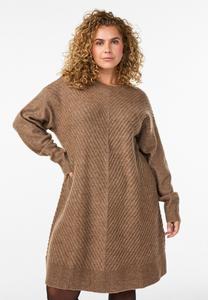 Платье Zizzi MIT V-FÖRMIGEM STRUKTURMUSTER, Caribou Mel/Mottled Light Brown